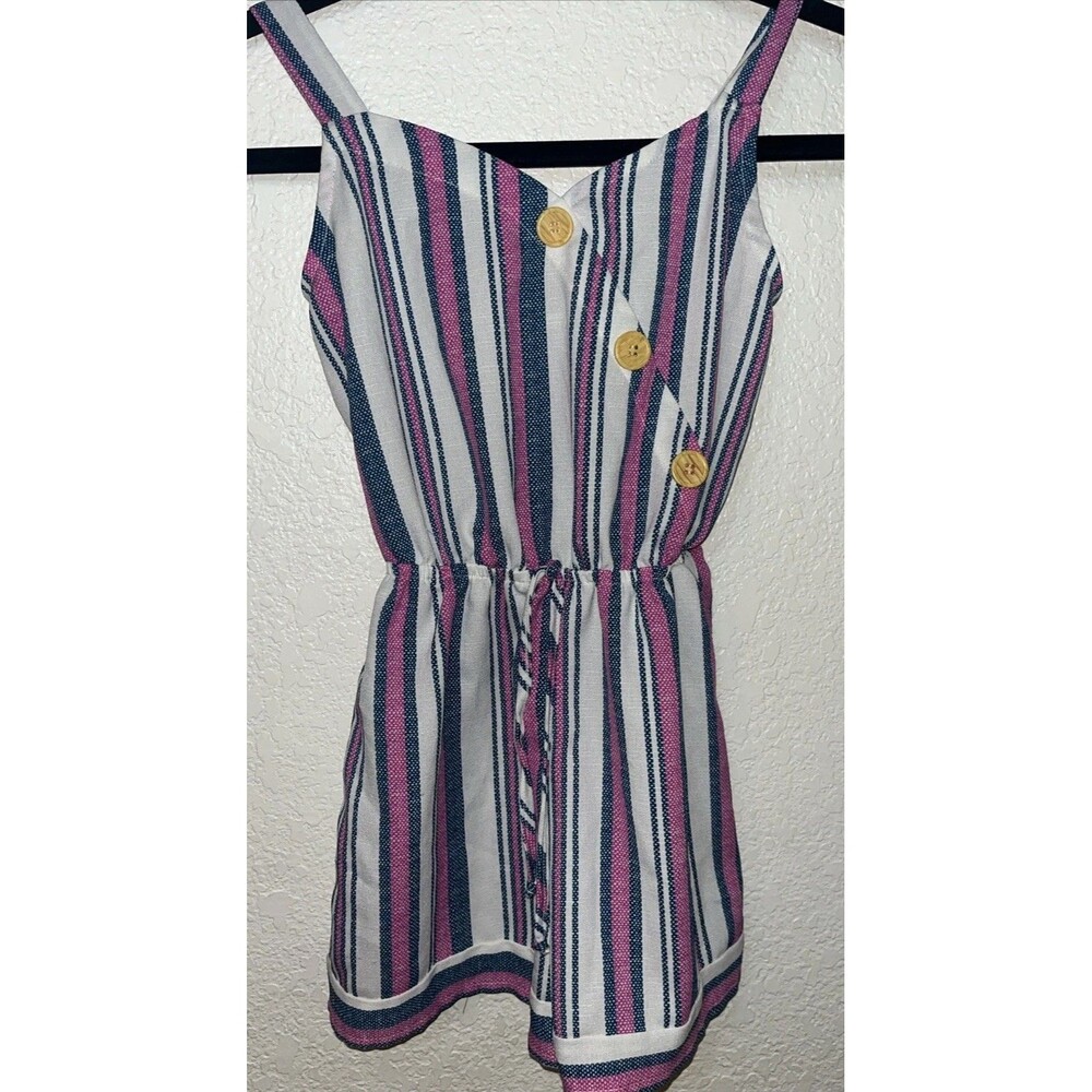 Love 2 Be Loved Sleeveless One Piece Romper Shorts Girls Size 7 Striped